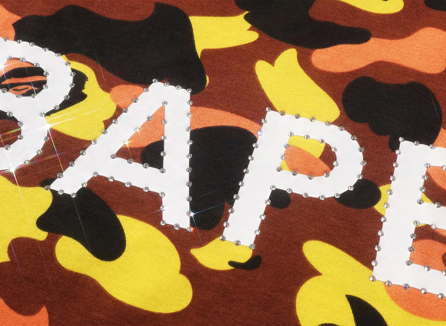 A Bathing Ape 1st Camo BAPE Rhinestone T-Shirt in Orange