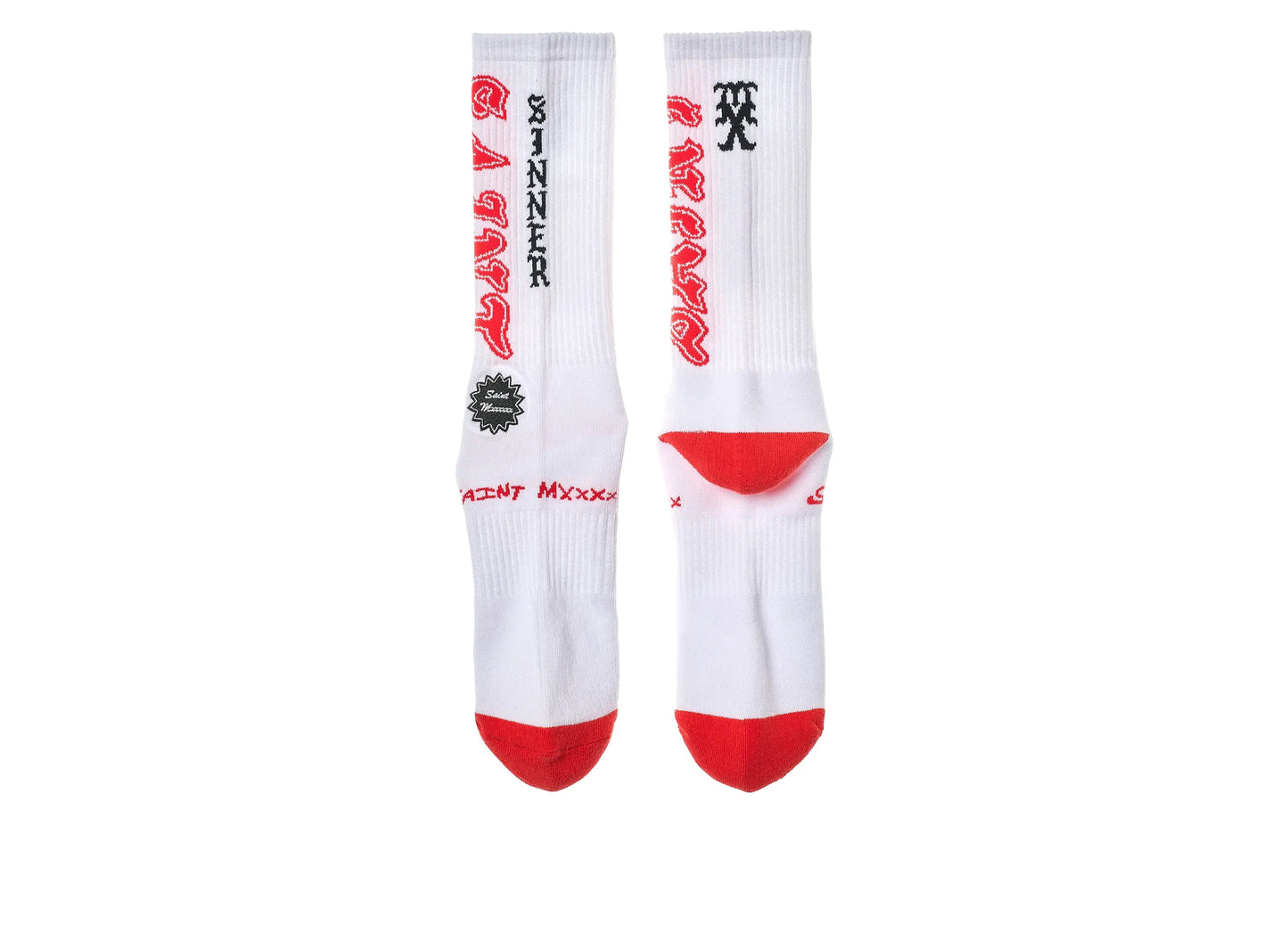Saint Michael 'Saint' Socks in White / Red