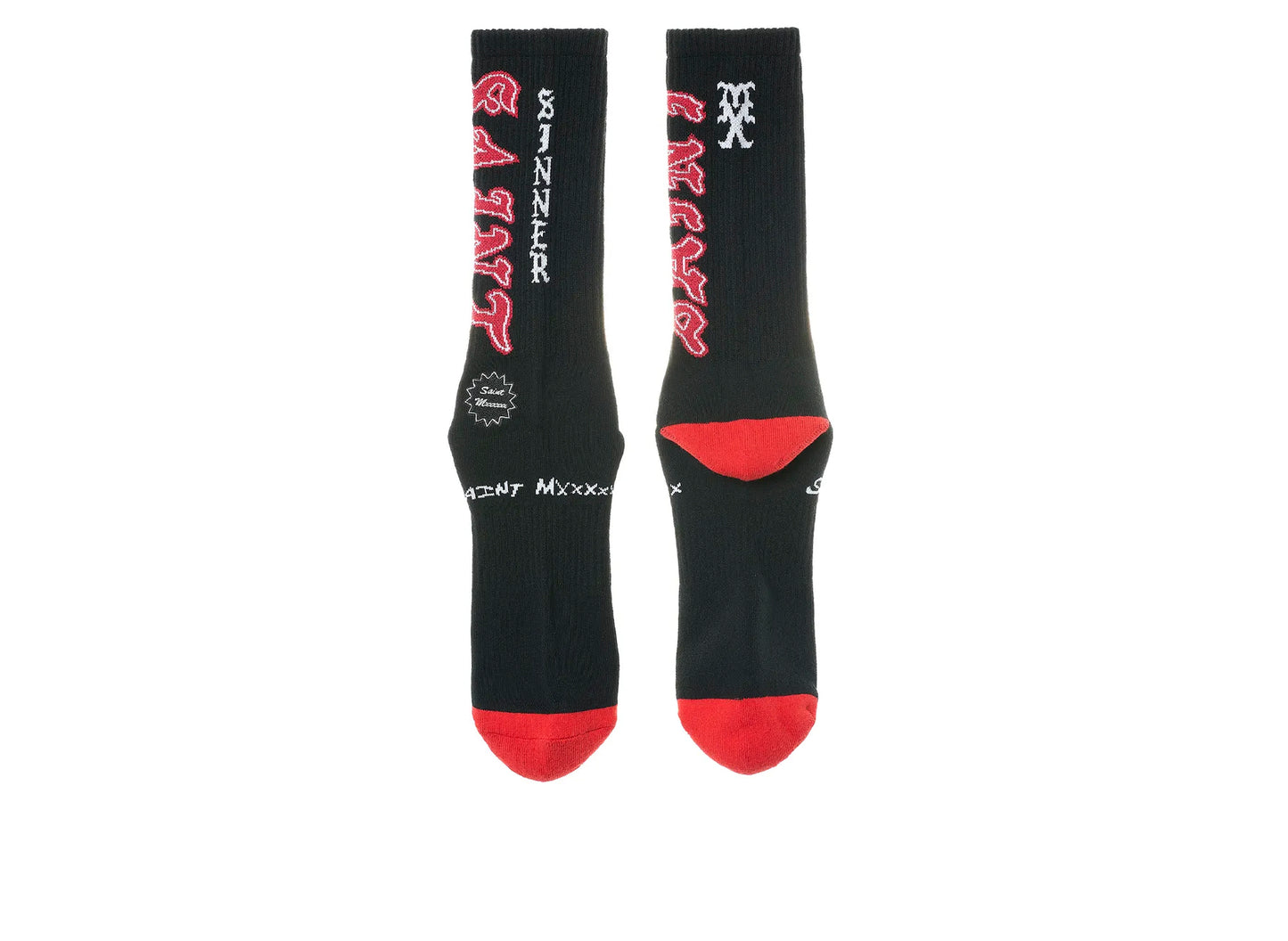 Saint Michael 'Saint' Socks in Black / Red