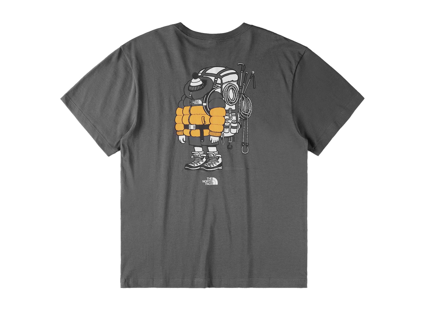The North Face Gear Up Get Out Relaxed Tee - Graphic in Anthracite Gray, back view