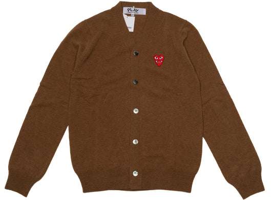Comme des Garçons Play Double Heart Cardigan in Braun