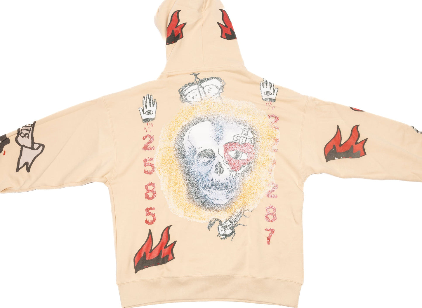 BLUECARATS Grunge Hoodie in Cream