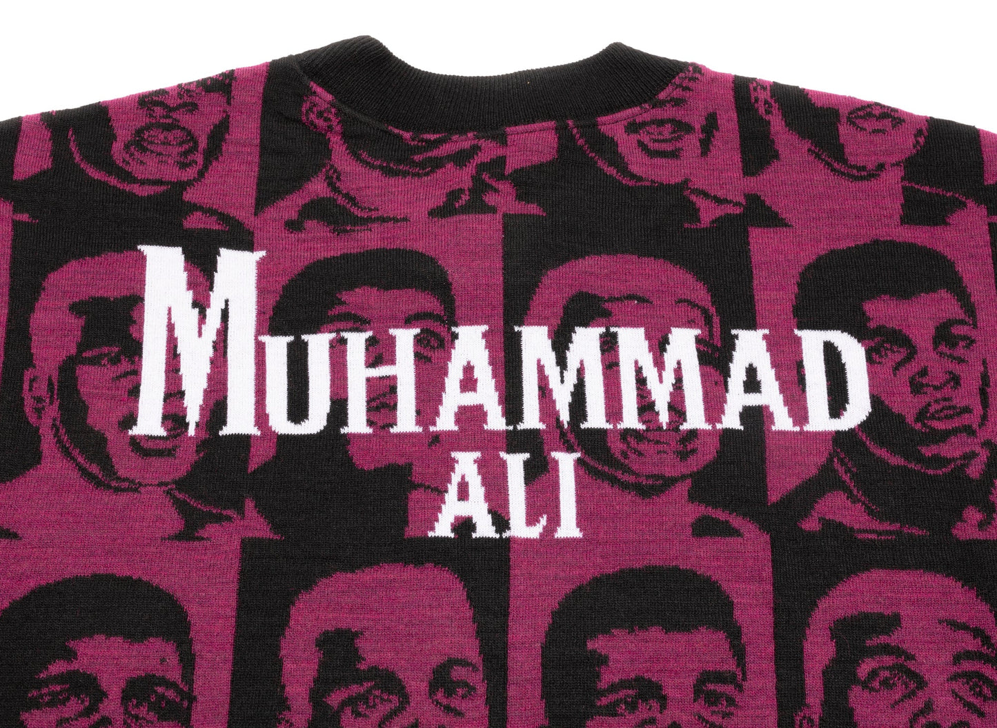 Champion x Muhammad Ali by Don C Cashmere Intarsia Sweater in Black / Burgundy