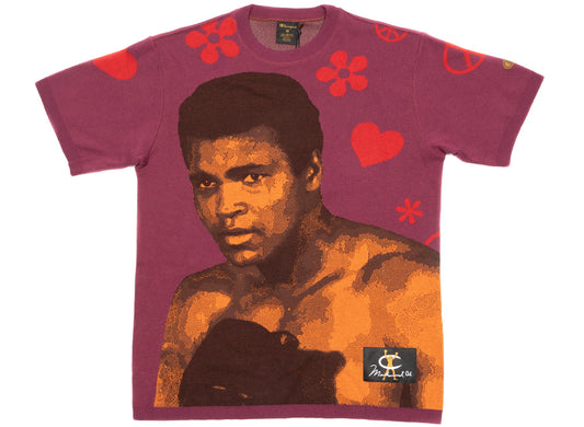 Champion x Muhammad Ali by Don C Plaited Jersey Tee in Burgundy