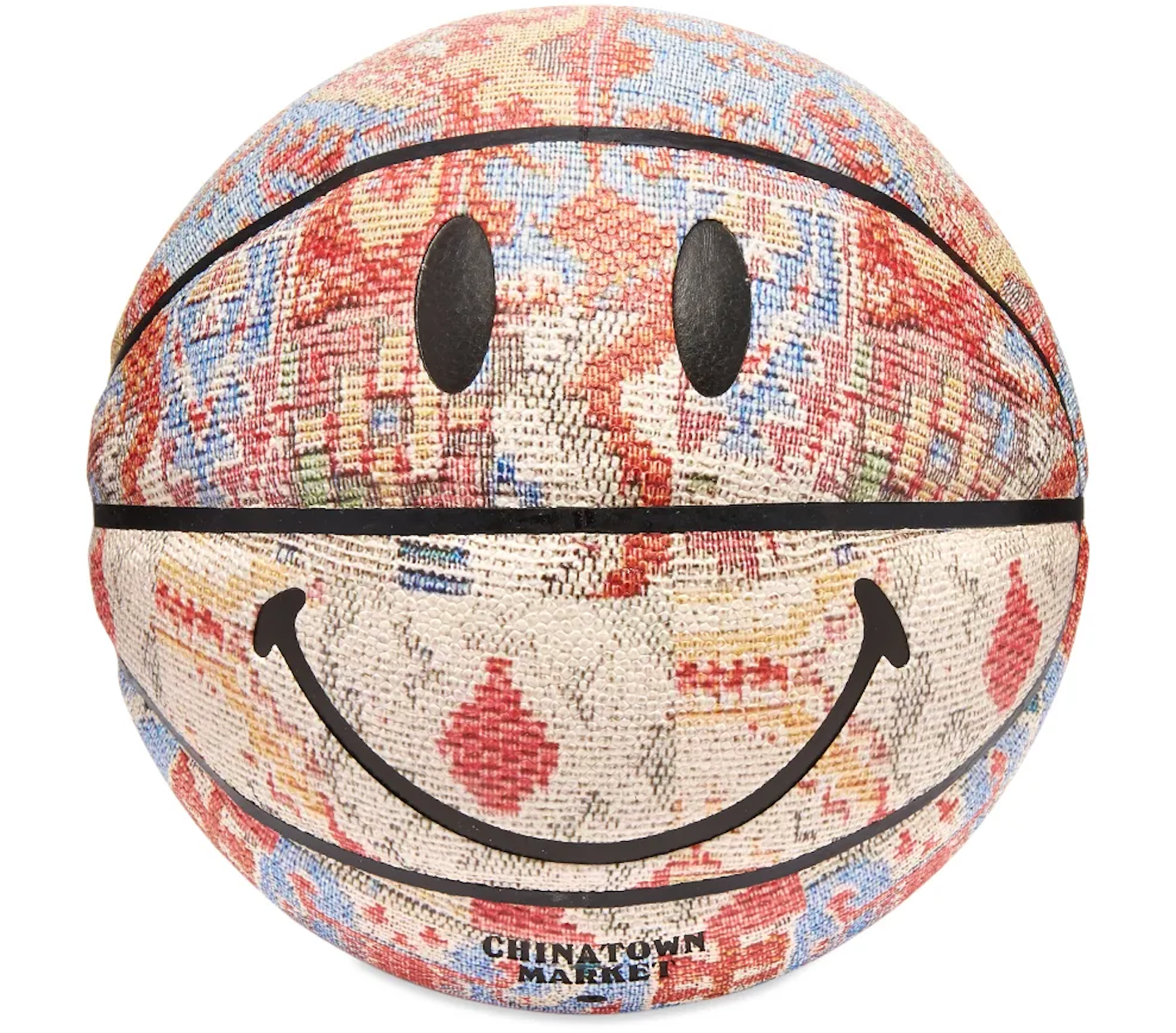 Chinatown Market Smiley Patchwork Rug Basketball in Yellow