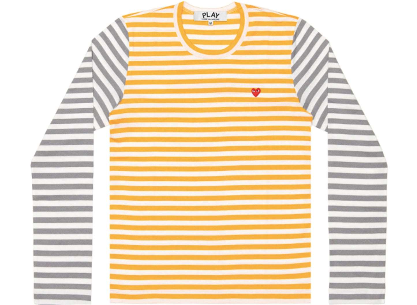 Comme des Garçons PLAY Bi-Colour Striped L/S Tee in Yellow / Grey