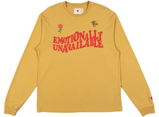 Emotionally Unavailable Wavy Script L/S Tee in Yellow