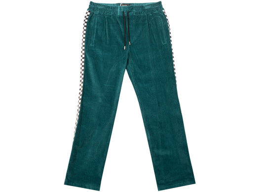 Just Don Corduroy Checkerboard Trousers in Teal / White / Black