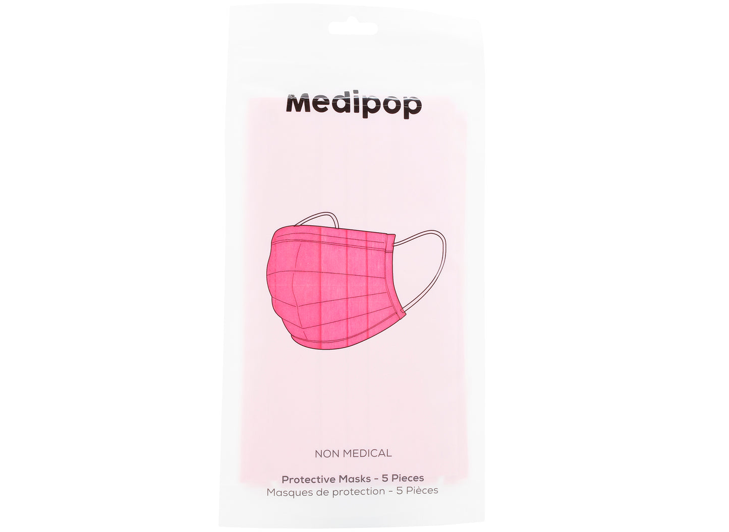 Medipop 5er-Pack Einweg-Gesichtsmasken für Erwachsene in Rosa