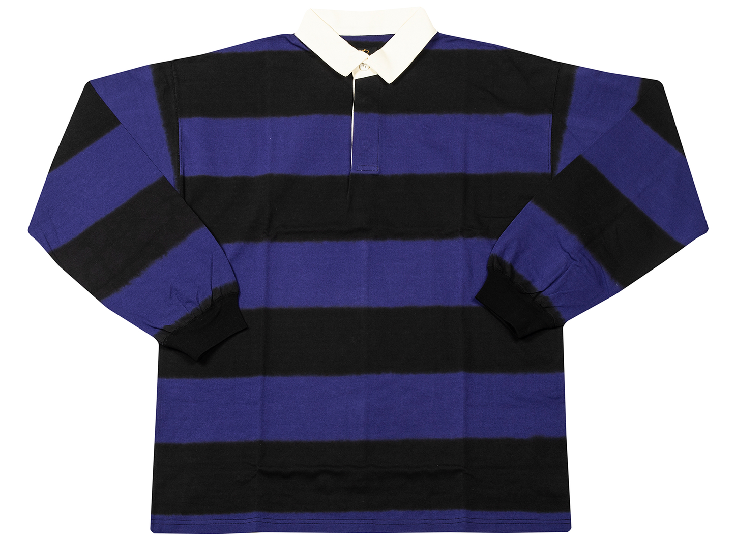 Needles Long Sleeve Rugby Polo Heavy Shirt in Purple / Black