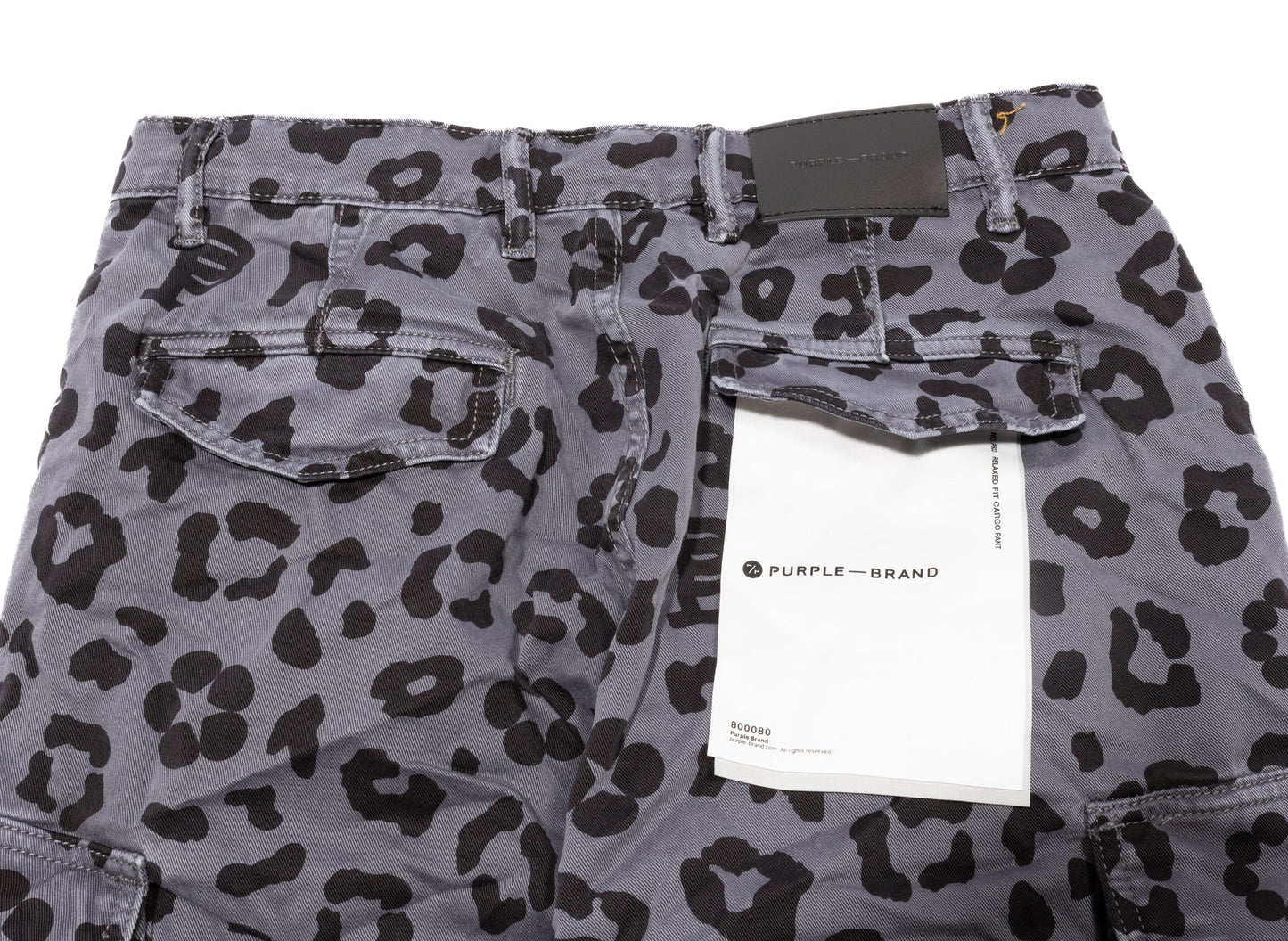 Purple Brand Black Monogram Leopard Print Cargo Pants