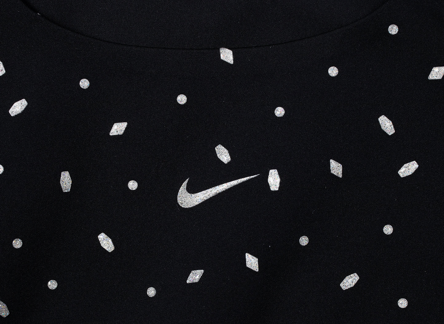 Women's Nike BTQ Gems Crop Top in Black / Metallic Silver