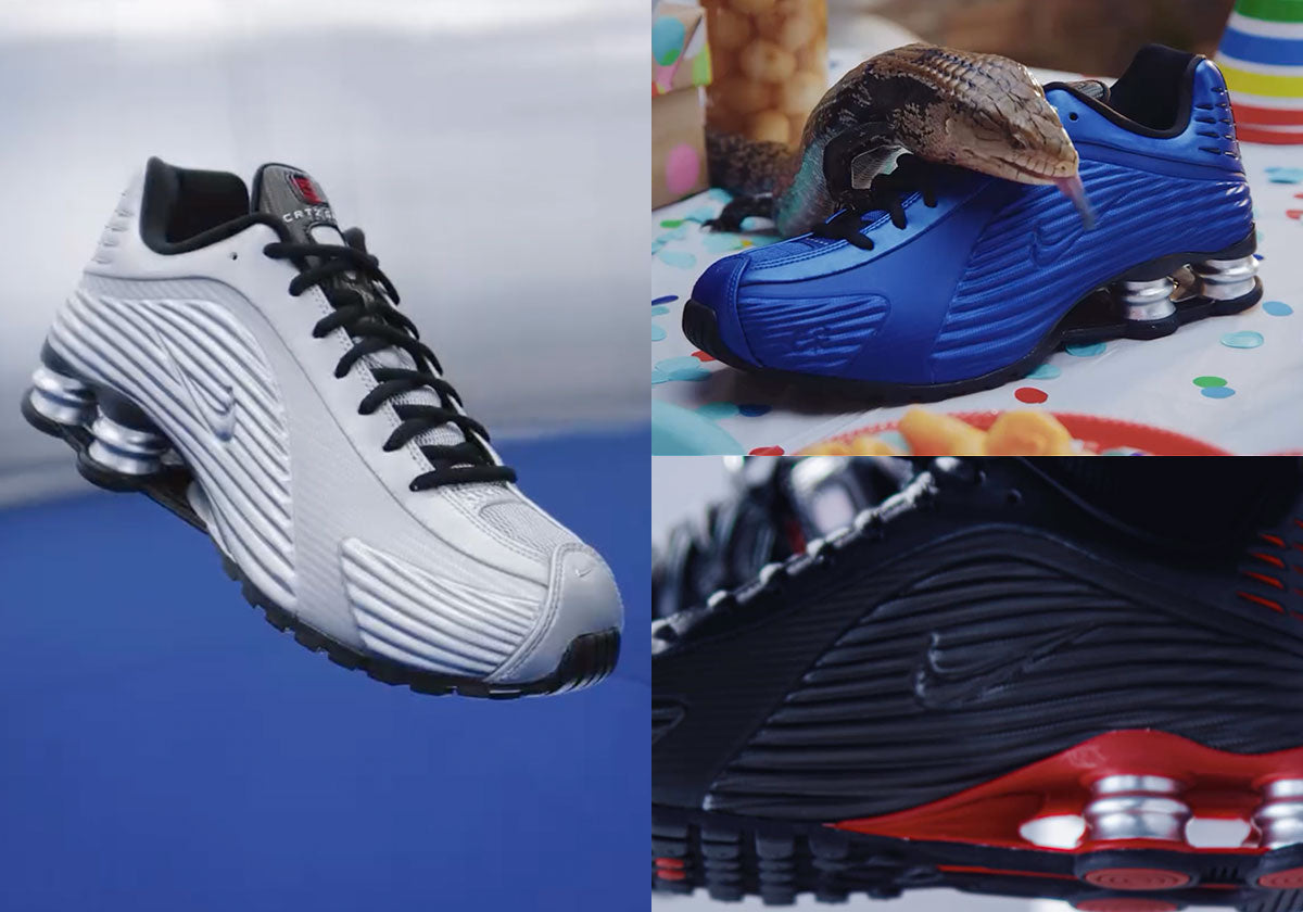 Corteiz x Nike Shox R419 "Silver Surfer" in Metallic Silver from the Corteiz campaign. Photo via Sneaker News