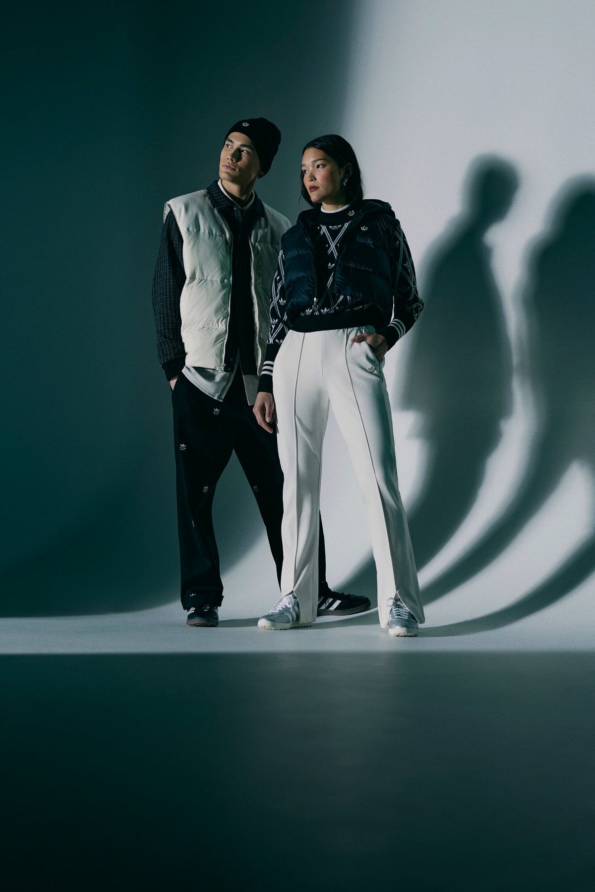 adidas Originals Golf AW26 RECIPROCAL — on-model black and white lookbook pair