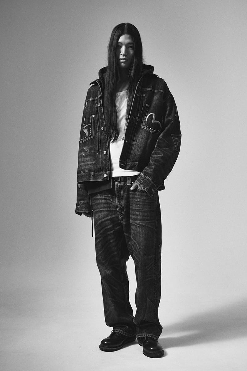 EVISU x mastermind JAPAN x roarguns full look denim jacket and jeans — lookbook via Hypebeast
