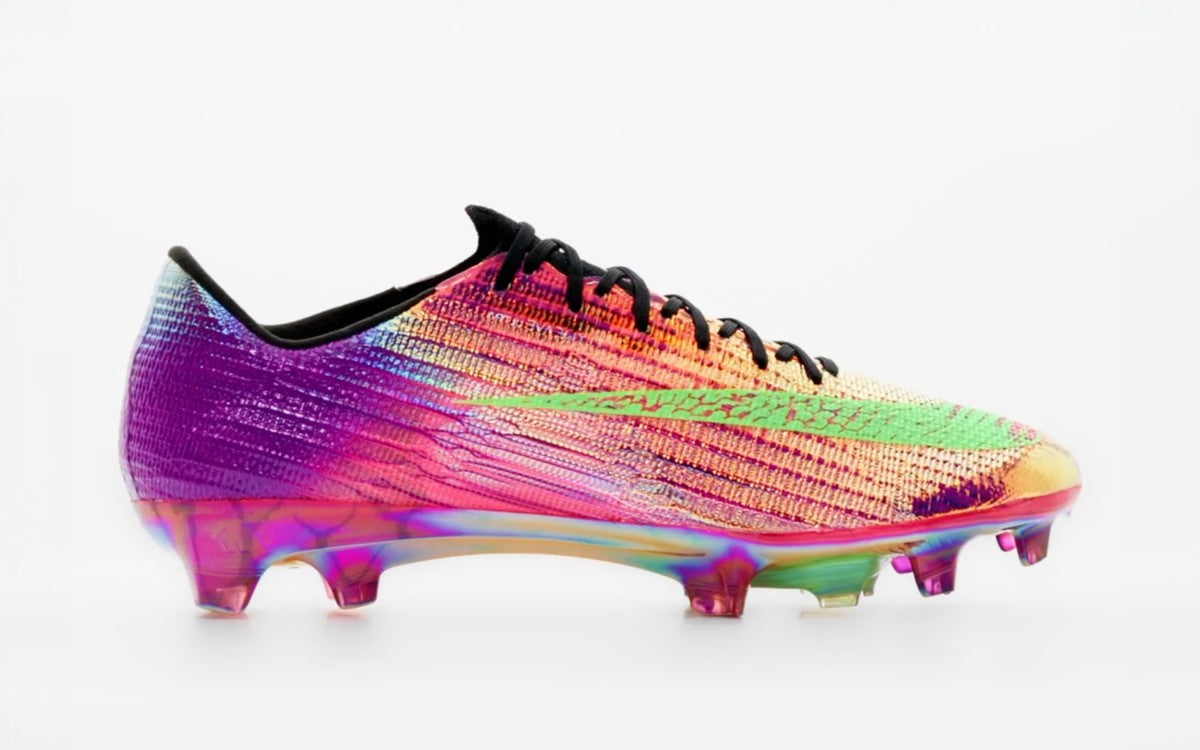 Kobe Bryant x Nike Mercurial Pack boot in Hyper Pink, Red Plum and Electric Green. Image via Nike