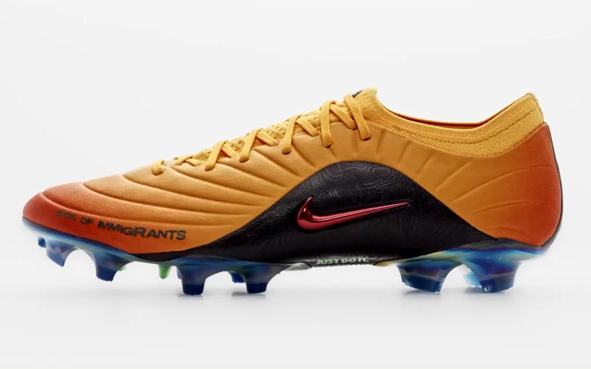 Kids Of Immigrants x Nike Tiempo Maestro Elite FG Sundial IV3429-700 football boot. Image via Nike