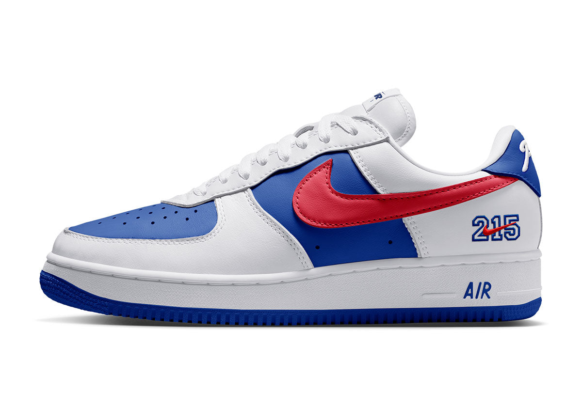 Nike Air Force 1 '01 Philly JW9694-100 side view with 215 on the heel. Photo via Sneaker News