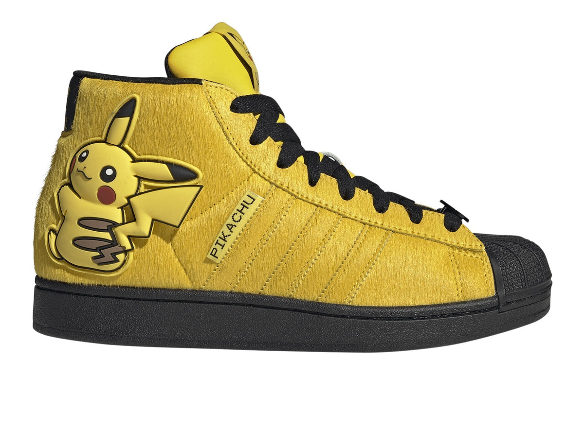 Pokémon × adidas Superstar II Mid Pikachu yellow fur — lateral