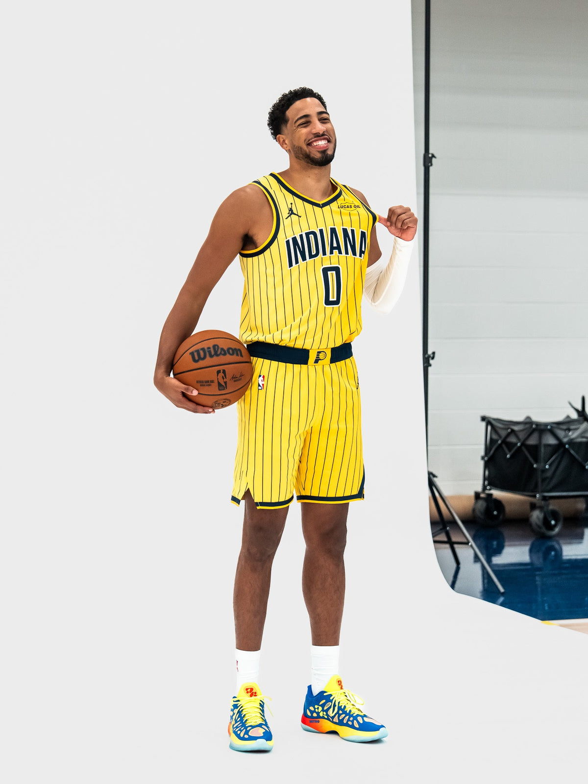 Tyrese Haliburton unveils the PUMA Hali 2 Thermal Vision at Indiana Pacers Media Day — official team photo, courtesy Indiana Pacers