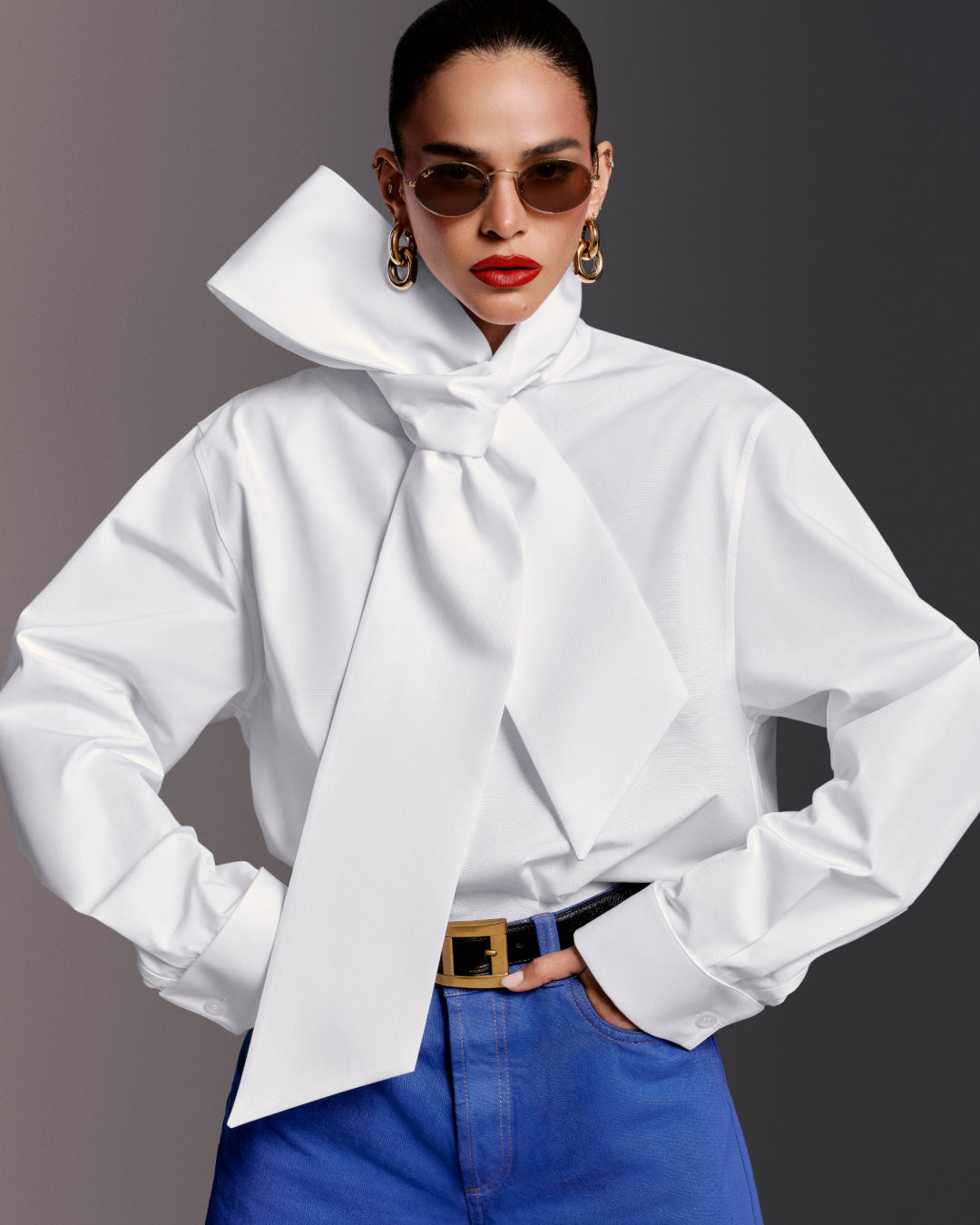 Bruna Marquezine wears Ray-Ban oval frames in the official Ray-Ban selection campaign