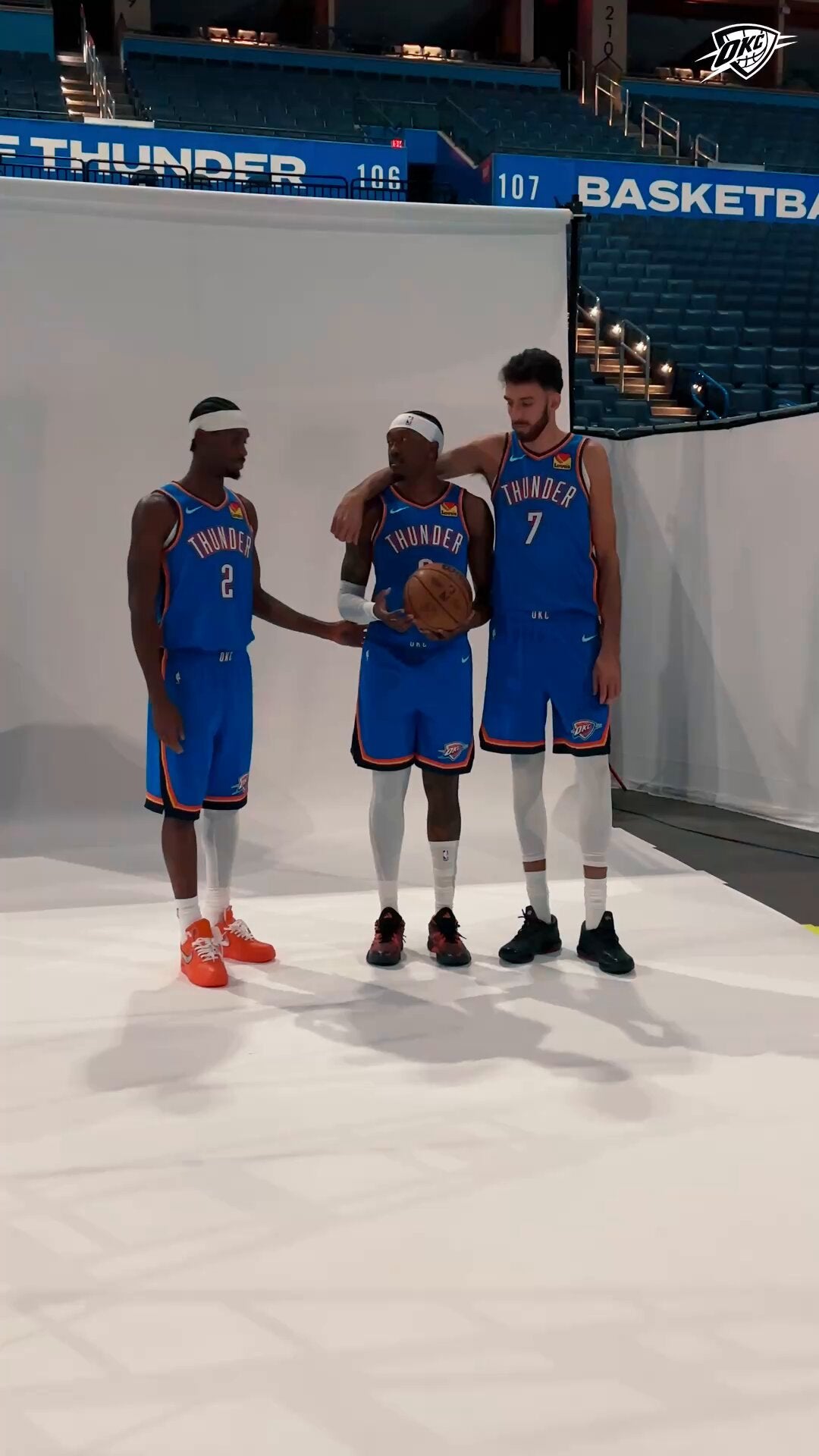 Shai Gilgeous-Alexander wears orange Virgil Abloh Archive x Nike Air Force 1 at Thunder Media Day