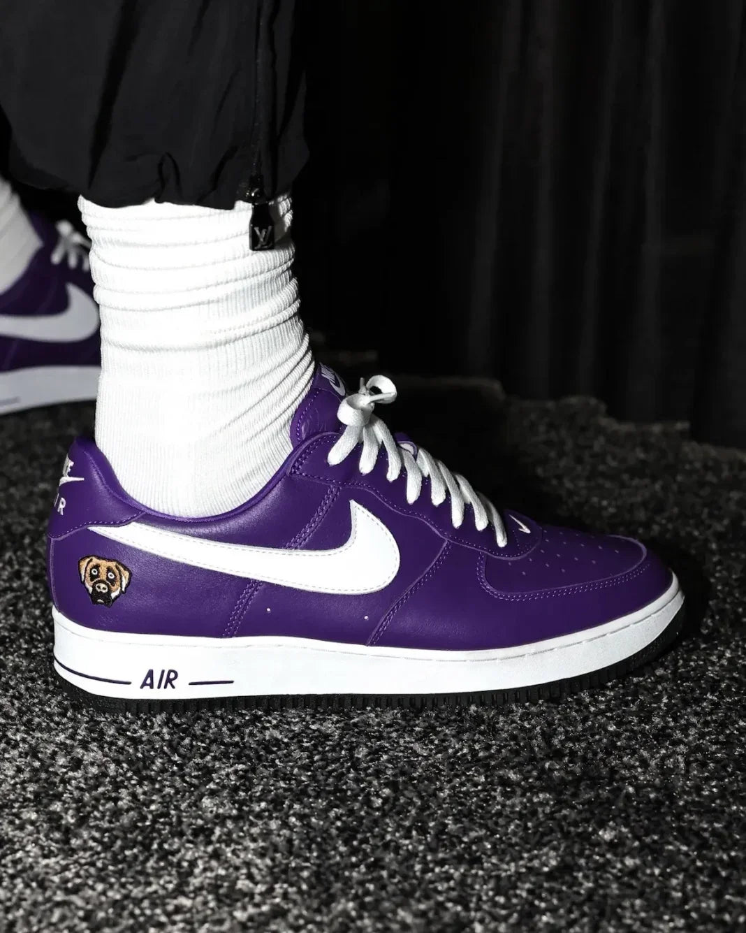 Victor Victor x Nike Air Force 1 '01 Court Purple on foot — via Fullress