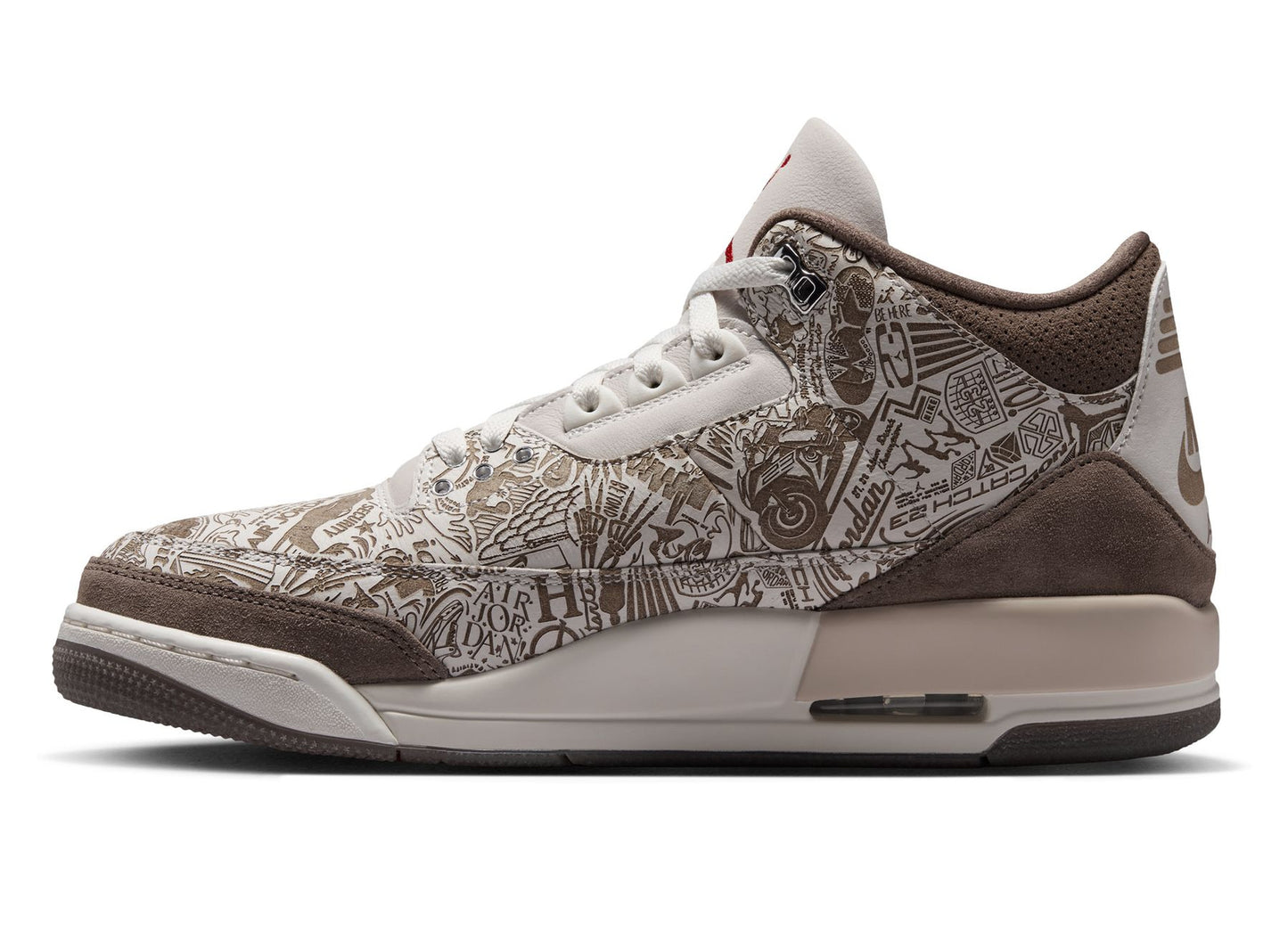Air Jordan 3 Retro 'Laser' in Phantom / University Red, cream men's shoe, view 2