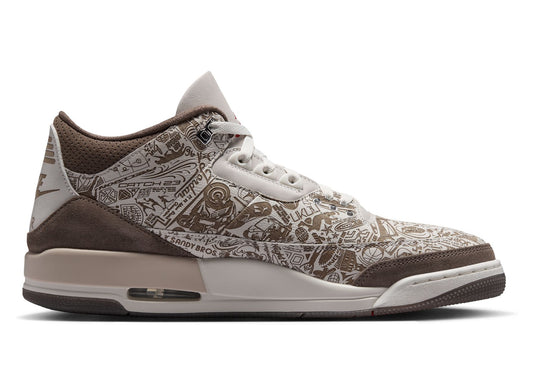 Air Jordan 3 Retro 'Laser' in Phantom / University Red, cream men's shoe