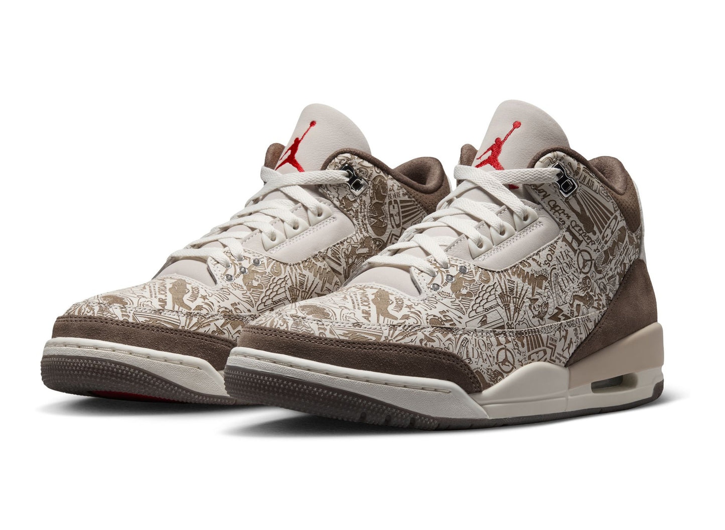 Air Jordan 3 Retro 'Laser' in Phantom / University Red, cream men's shoe, view 3
