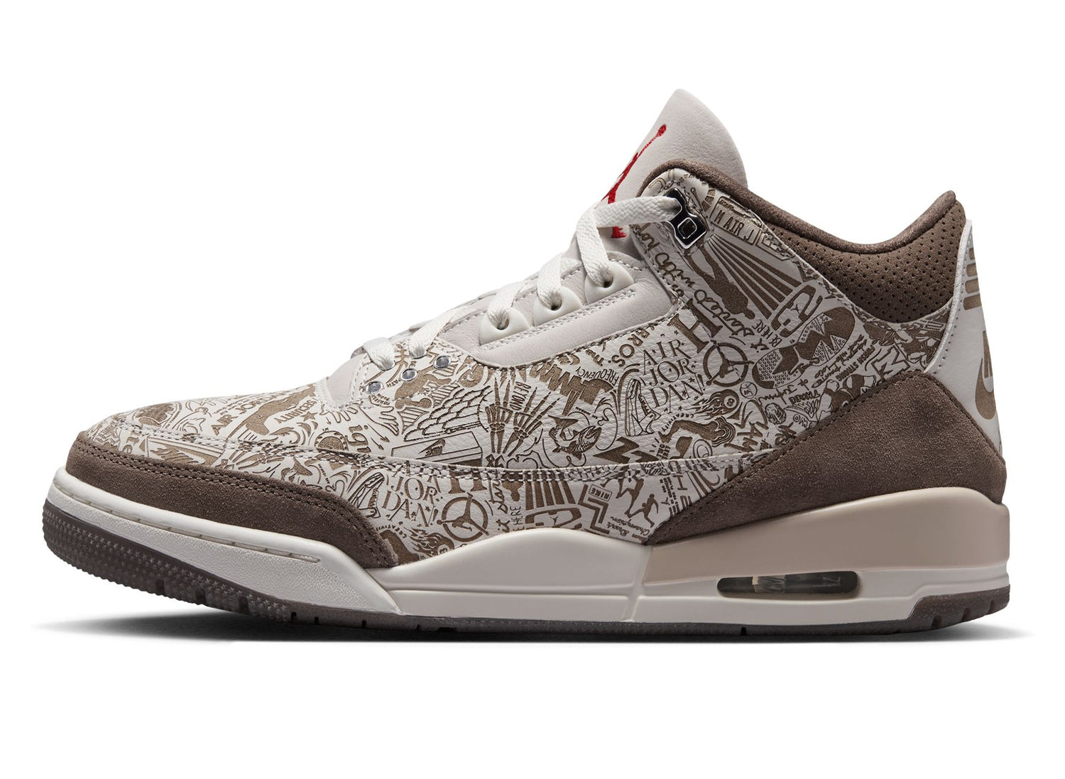 Air Jordan 3 Retro 'Laser' in Phantom / University Red, cream men's shoe, view 7