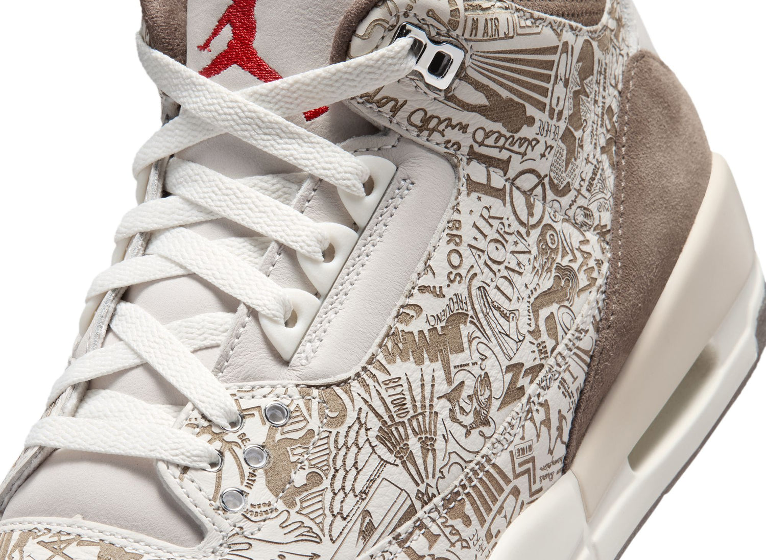 Air Jordan 3 Retro 'Laser' in Phantom / University Red, cream men's shoe, view 9