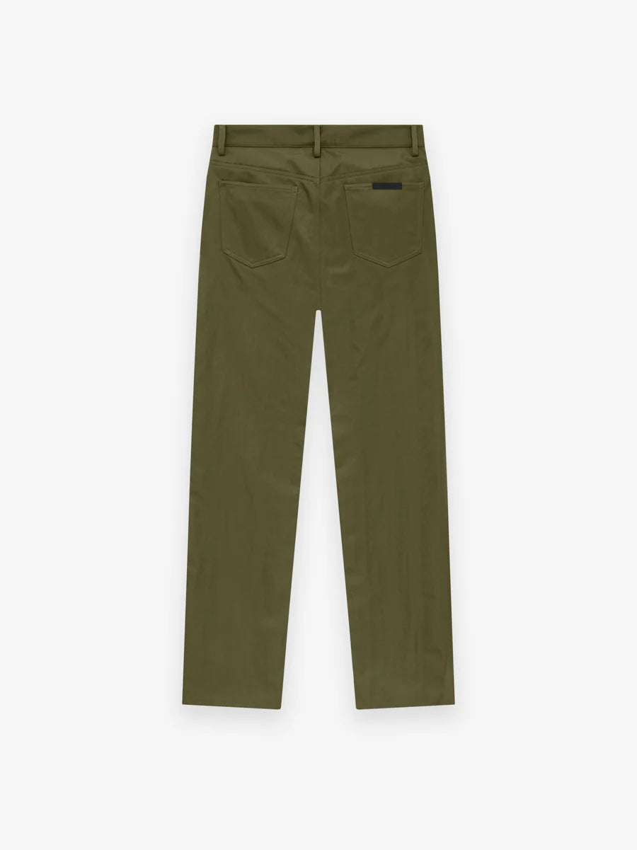 Fear of God Essentials Textured Nylon 5-Pocket Pants in Military - Damaged