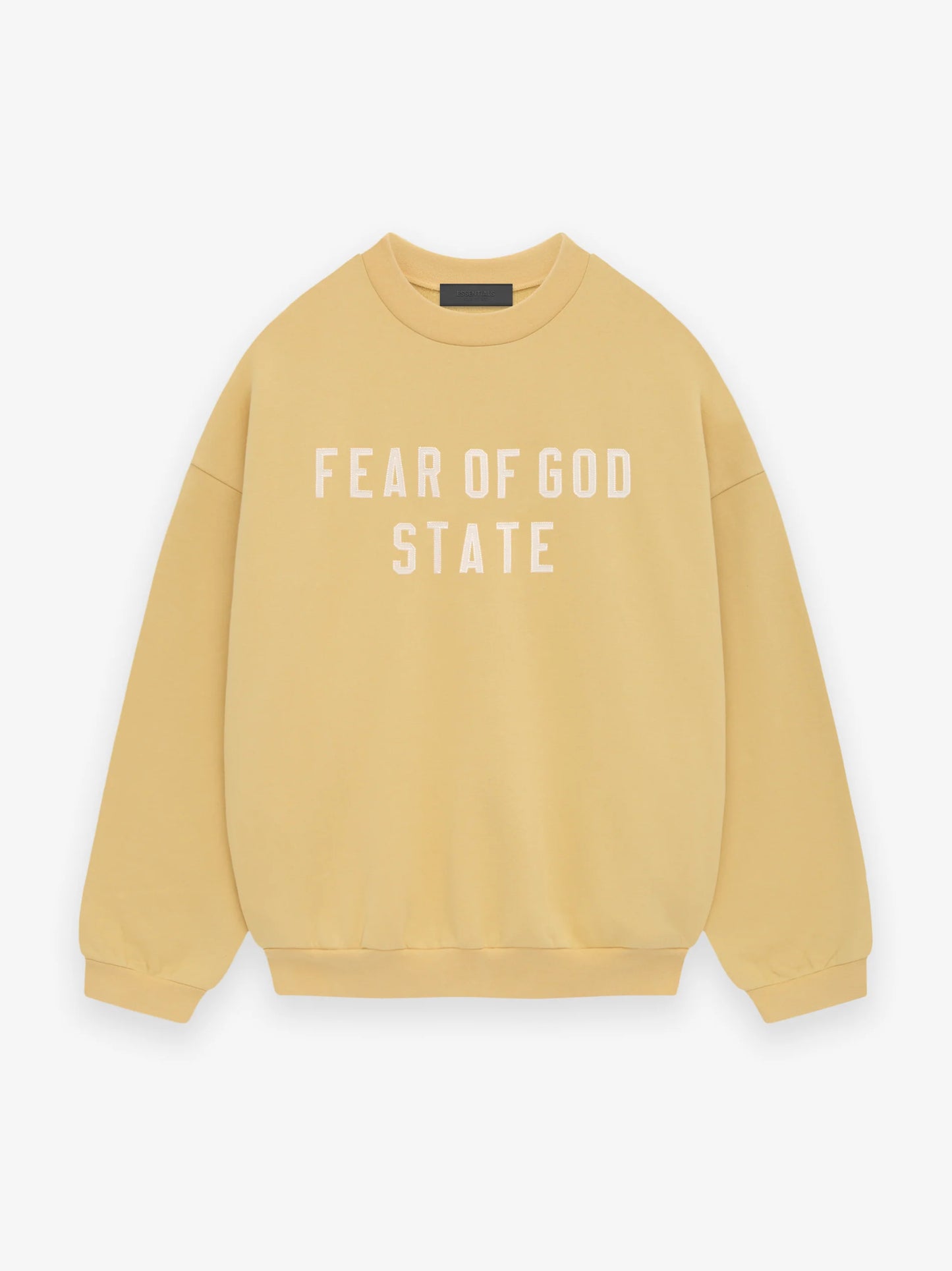 Sudadera de cuello redondo de vellón grueso Fear of God Essentials en color ámbar