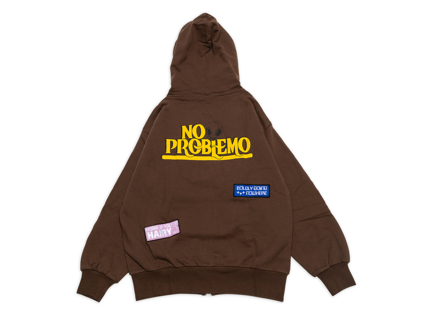 No Problemo Aufkleber Zip-Hoodie in Braun