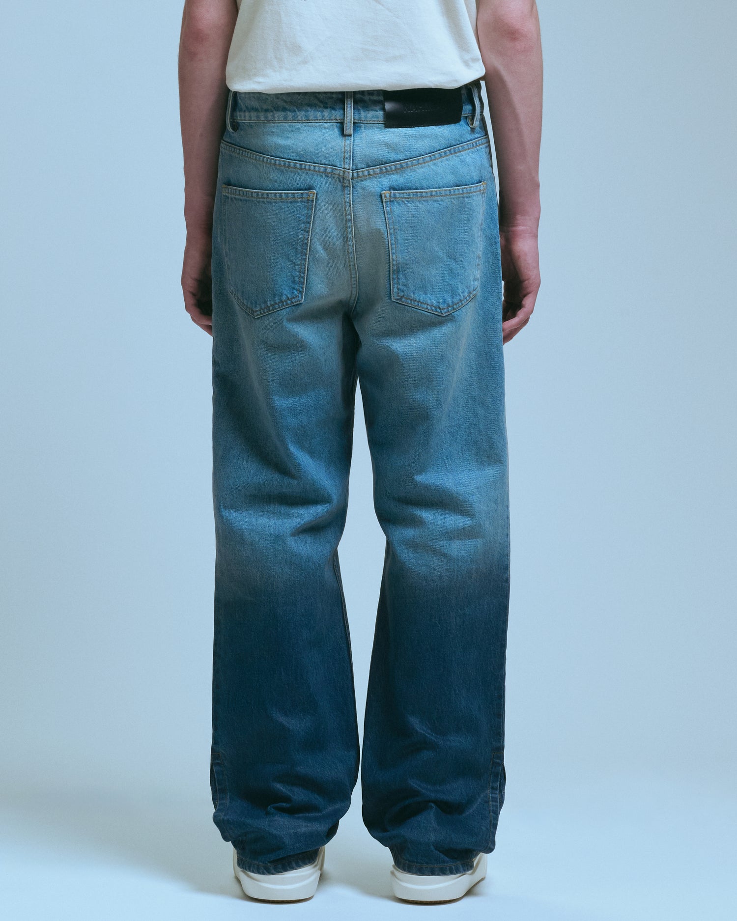 Nahmias High Tide Split Seam Straight Leg Jean in Medium Indigo Wash, men's jeans, view 8