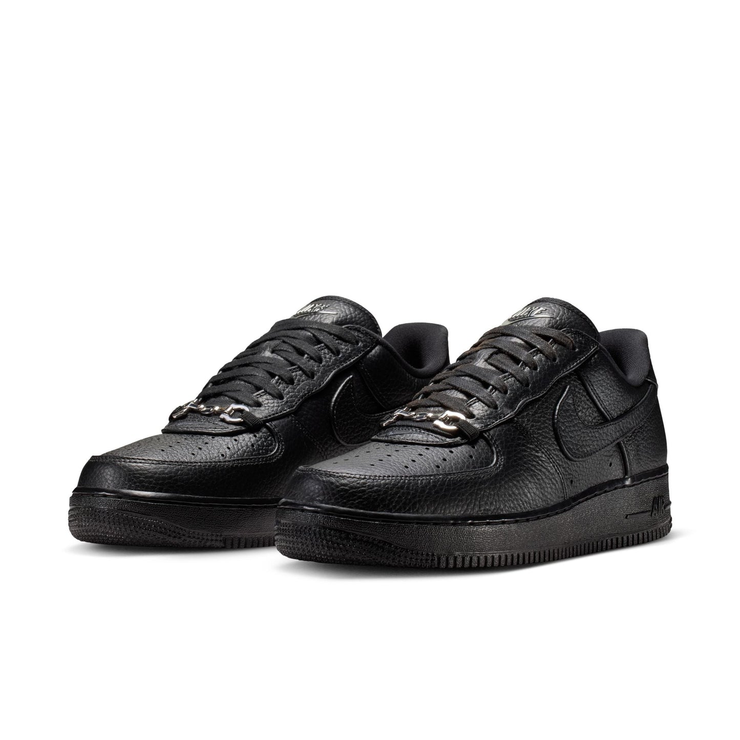 Nike Air Force 1 Low Retro Premium in Black and Metallic Silver, men's sneaker, view 3