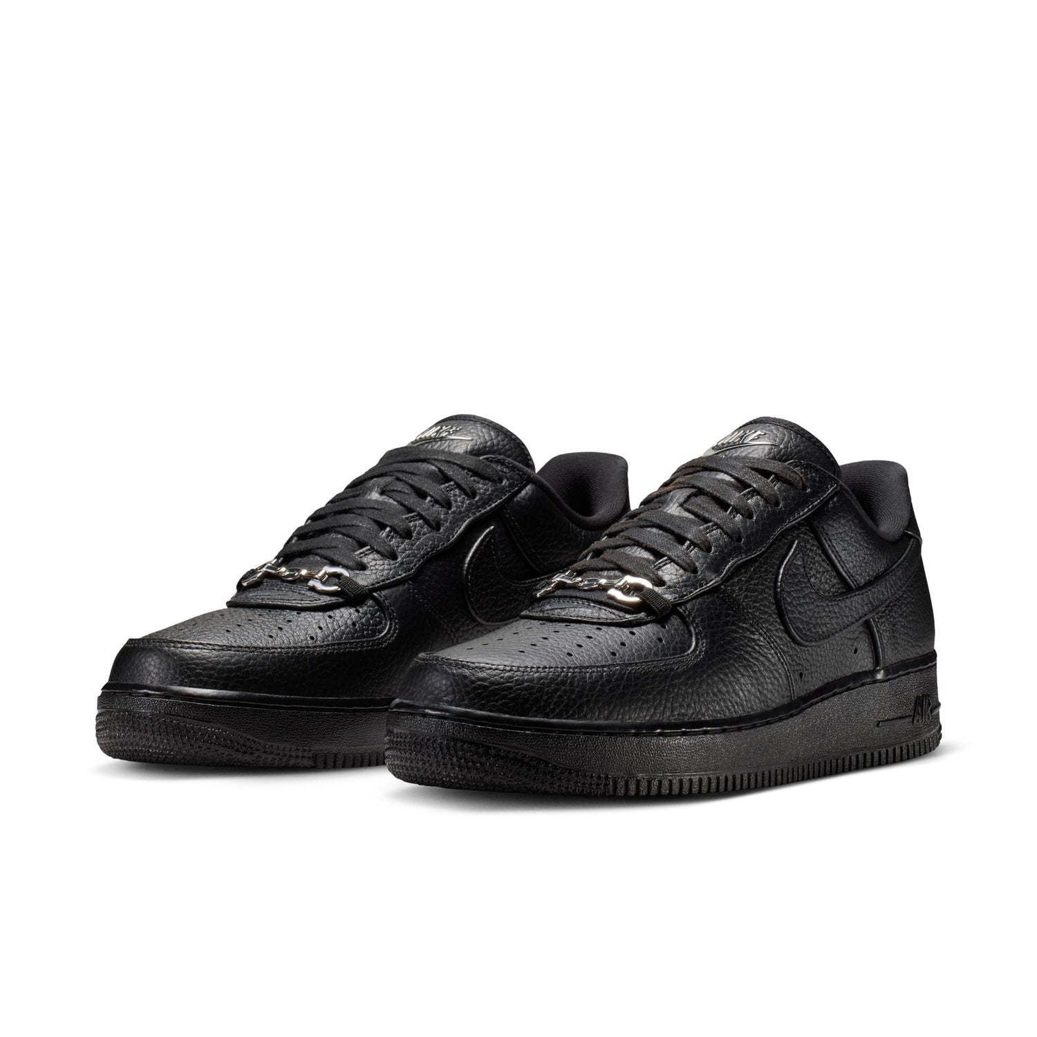 Nike Air Force 1 Low Retro Premium in Black and Metallic Silver, men's sneaker, view 3