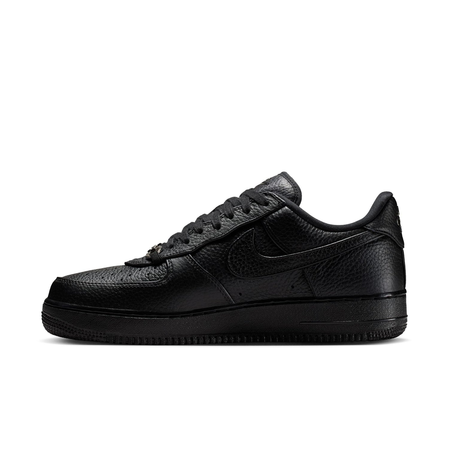 Nike Air Force 1 Low Retro Premium in Black and Metallic Silver, men's sneaker, view 8