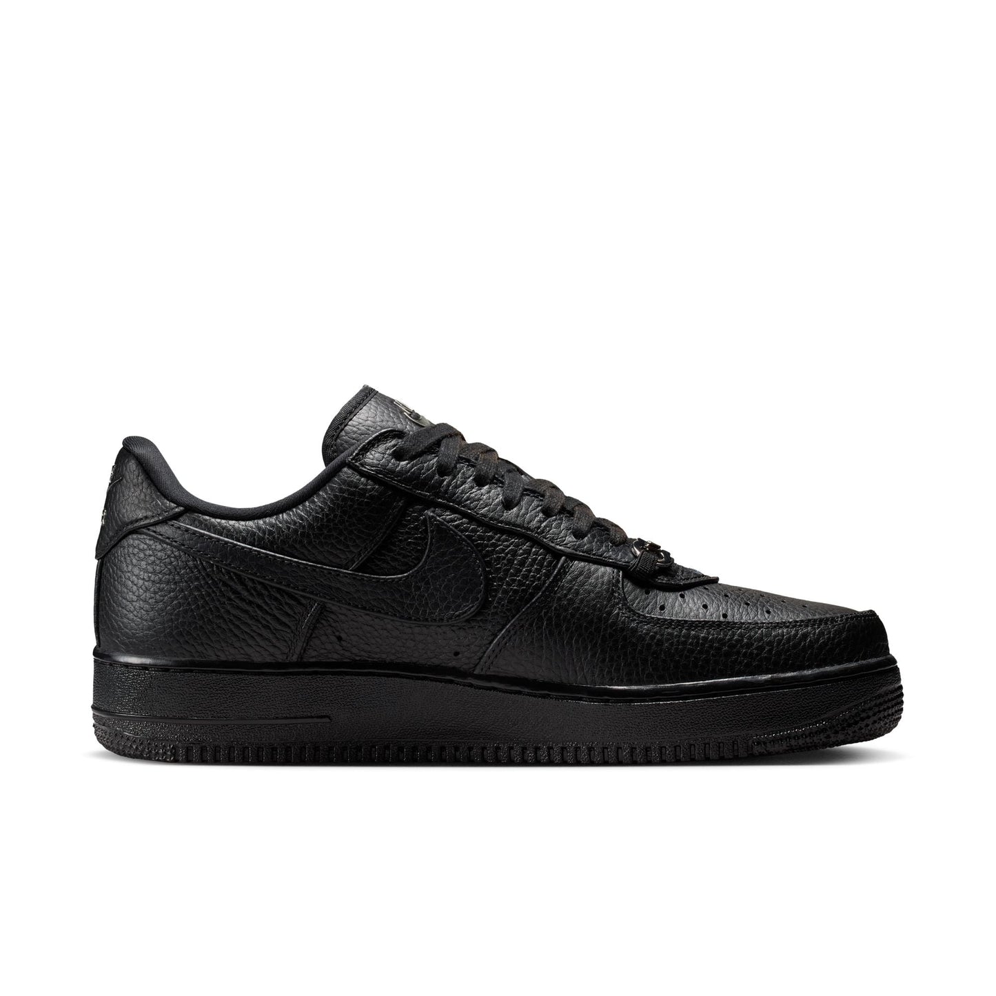Nike Air Force 1 Low Retro Premium in Black and Metallic Silver, men's sneaker, view 9