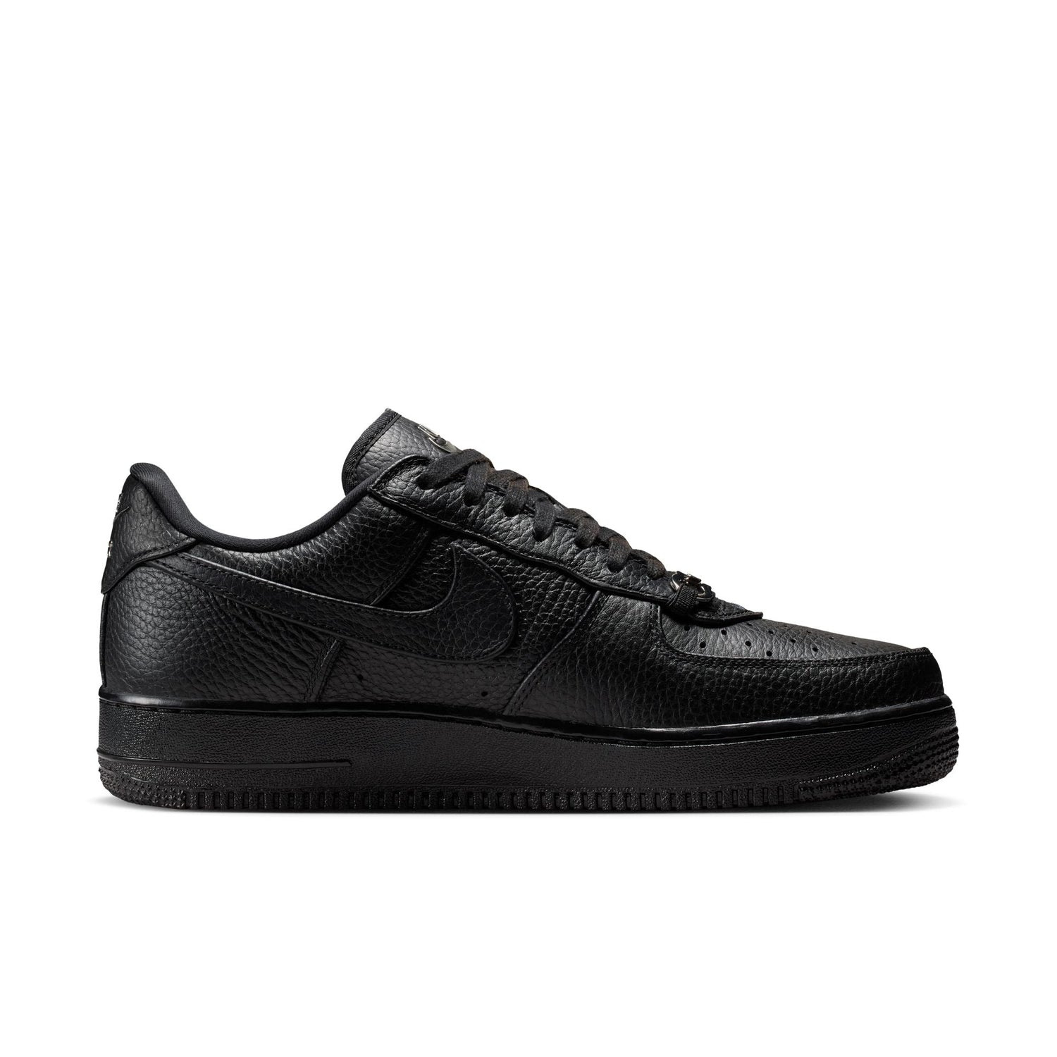 Nike Air Force 1 Low Retro Premium in Black and Metallic Silver, men's sneaker, view 9
