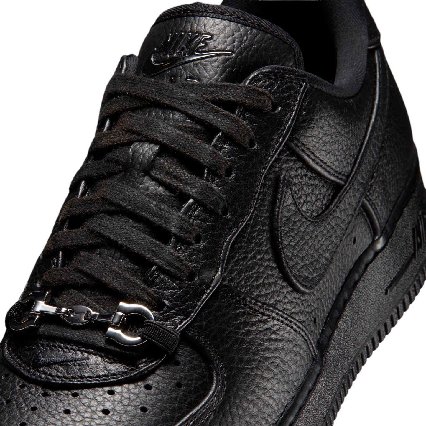 Nike Air Force 1 Low Retro Premium in Black and Metallic Silver, men's sneaker, view 11