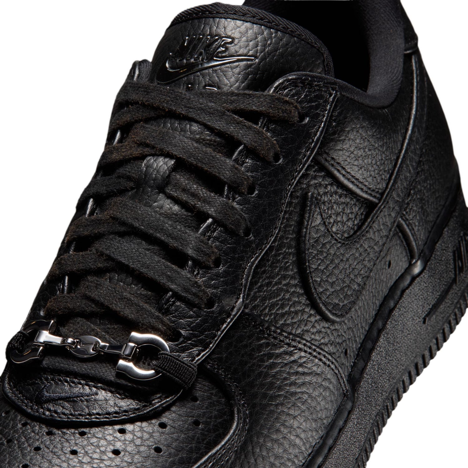 Nike Air Force 1 Low Retro Premium in Black and Metallic Silver, men's sneaker, view 11
