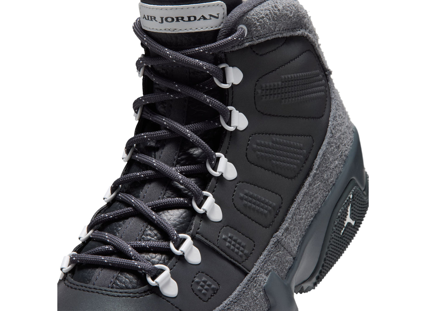 Air Jordan 9 Retro Boot NRG Iridescent in Anthracite Multi-Color - lacing detail