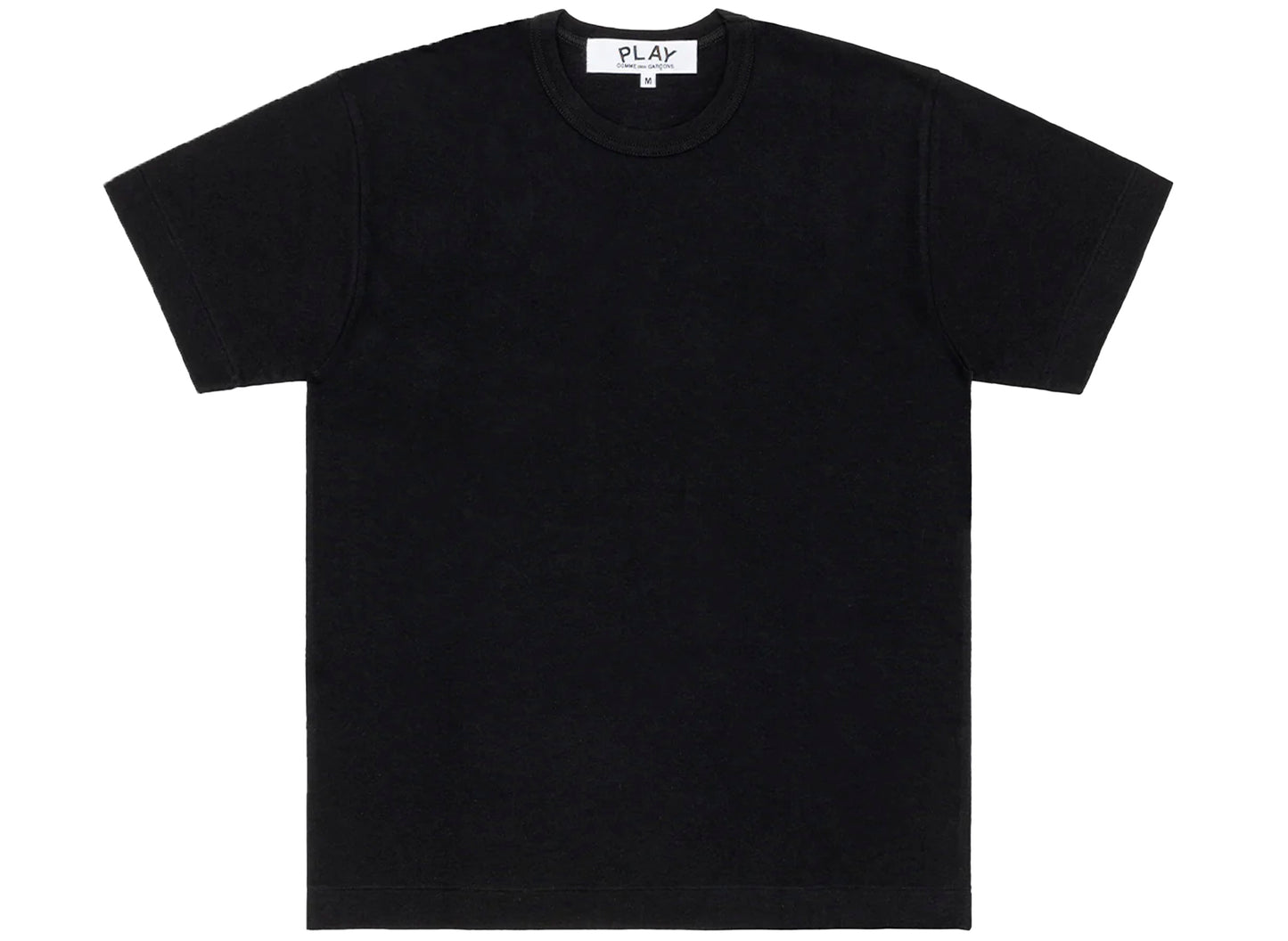 Camiseta negra Comme des Garçons Play con logo trasero y emblema rojo