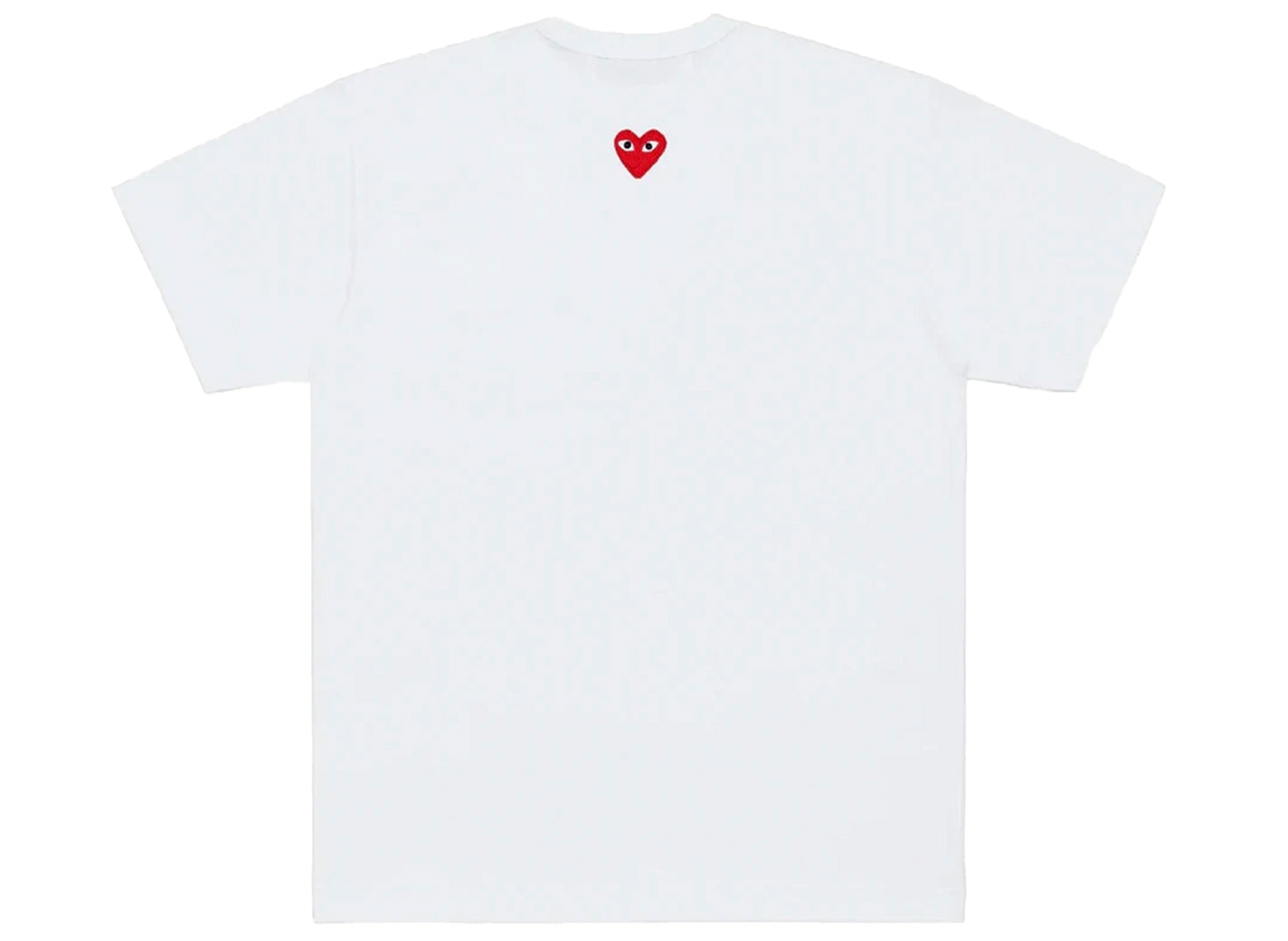 Comme des Garçons Play T-Shirt mit rotem Emblem und Rückenlogo in Weiß