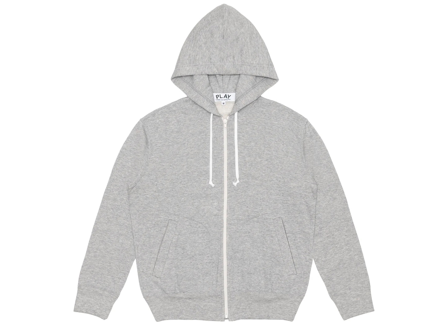 Comme des Garçons Play Roter Emblem Rückenlogo Hoodie mit durchgehendem Reißverschluss in Grau