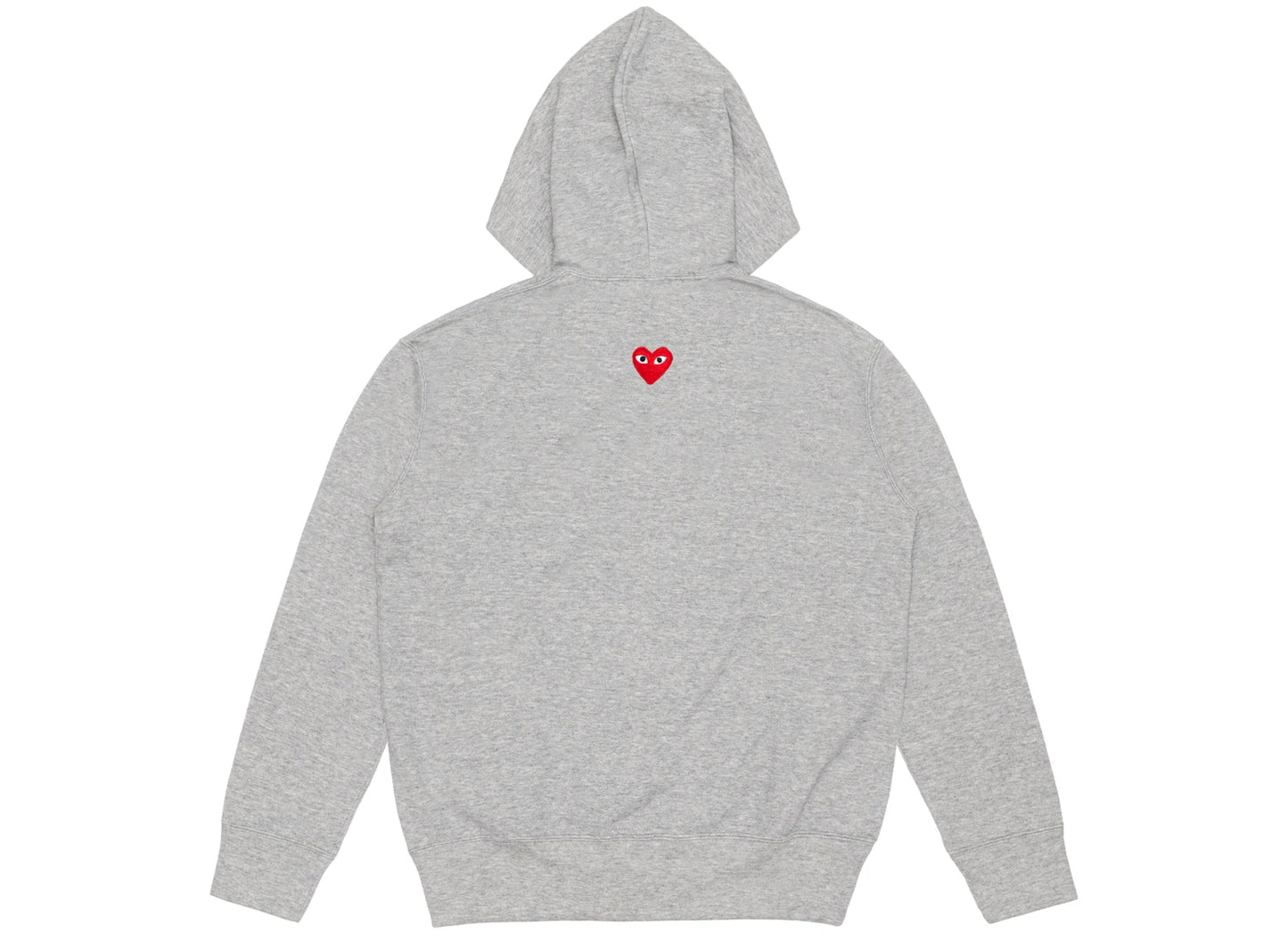 Comme des Garçons Play Roter Emblem Rückenlogo Hoodie mit durchgehendem Reißverschluss in Grau