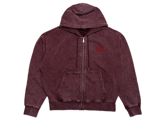 L/AB c/o Off-White™ Off Active Washed Full Zip Hoodie in Red Dahlia