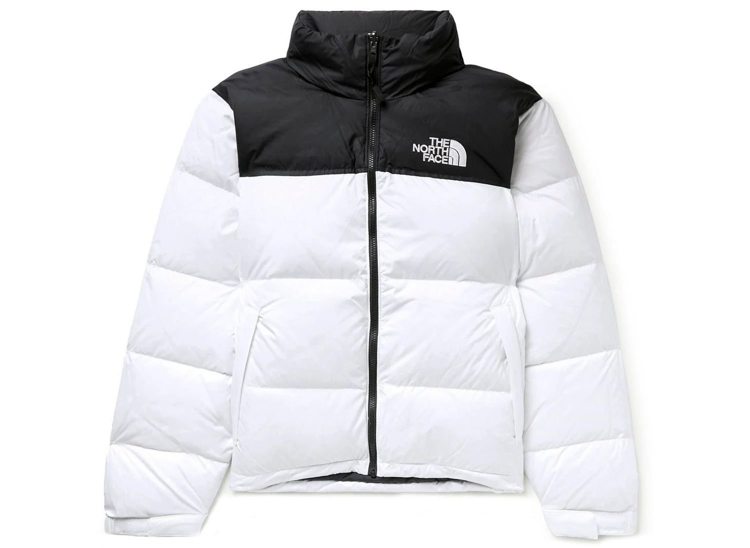 The North Face 1996 Retro Nuptse Jacket in White Dune and TNF Black, men's jacket